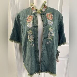 NWT Ultra Dress New York Denim Jacket Camisole And Beautiful Embroidery Size 14W